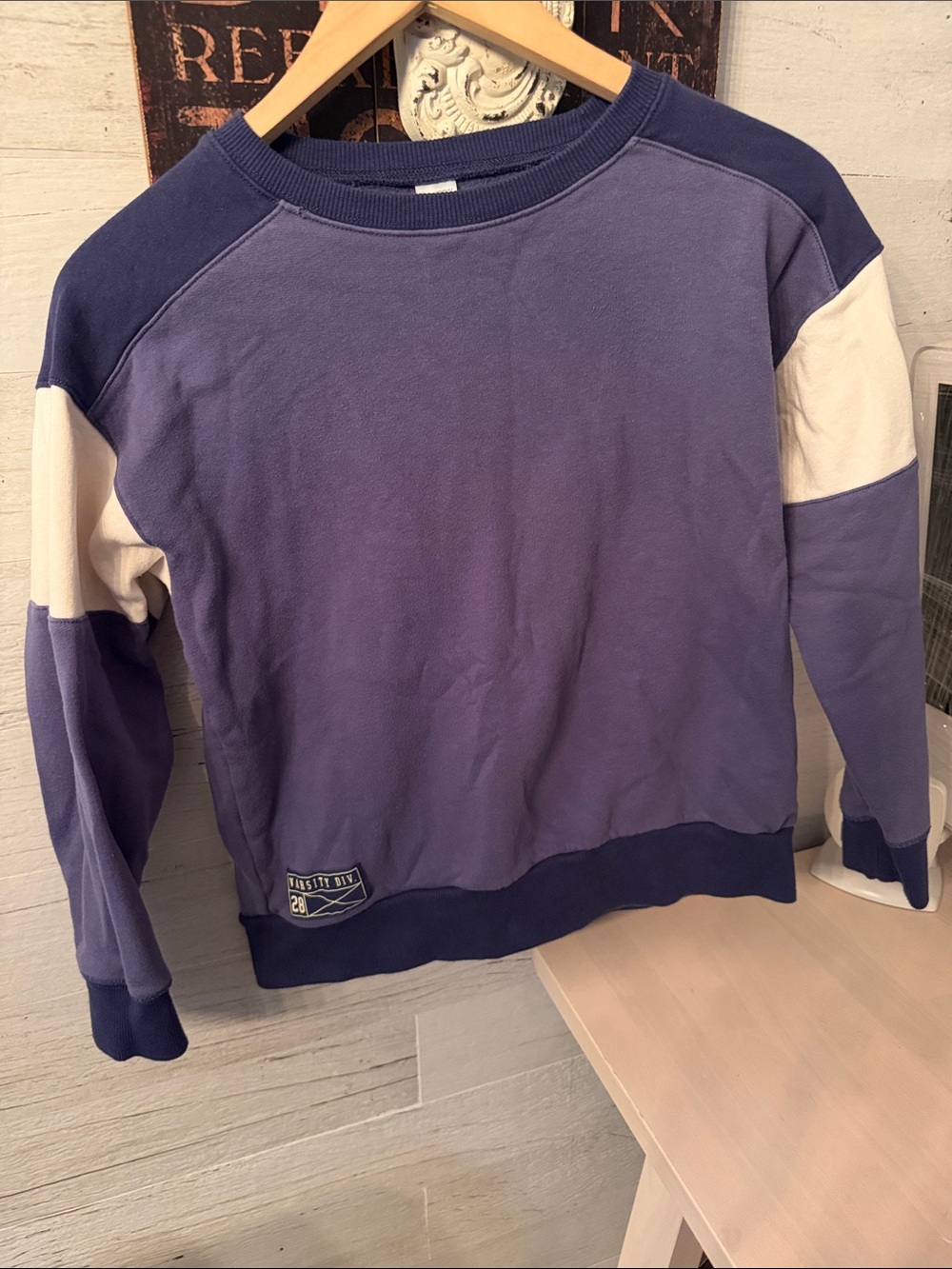 Carter's Navy & Cream Colorblock Crewneck Sweater 80% Cotton